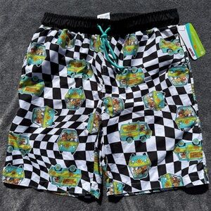 Men's Checkered Scooby-Doo The Mystery Machine Swim Shorts Trunks Medium NEW